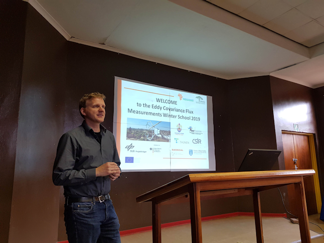 Christian Brümmer from Thünen-AK opening the Winter School at the Vuwani Science Resource Centre Auditorium of the University of Venda Christian Brümmer from Thünen-AK opening the Winter School at the Vuwani Science Resource Centre Auditorium of the University of Venda